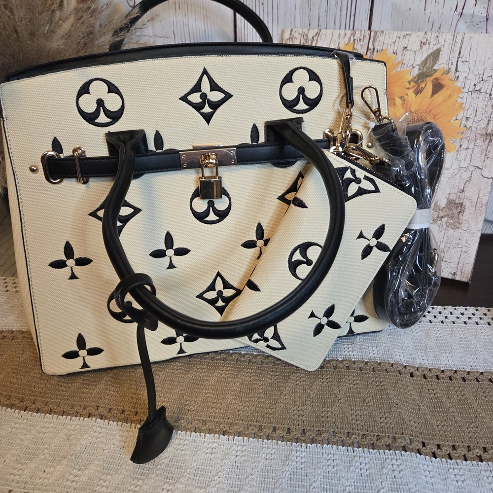 Stylish Black and Cream Designer Tote Bag